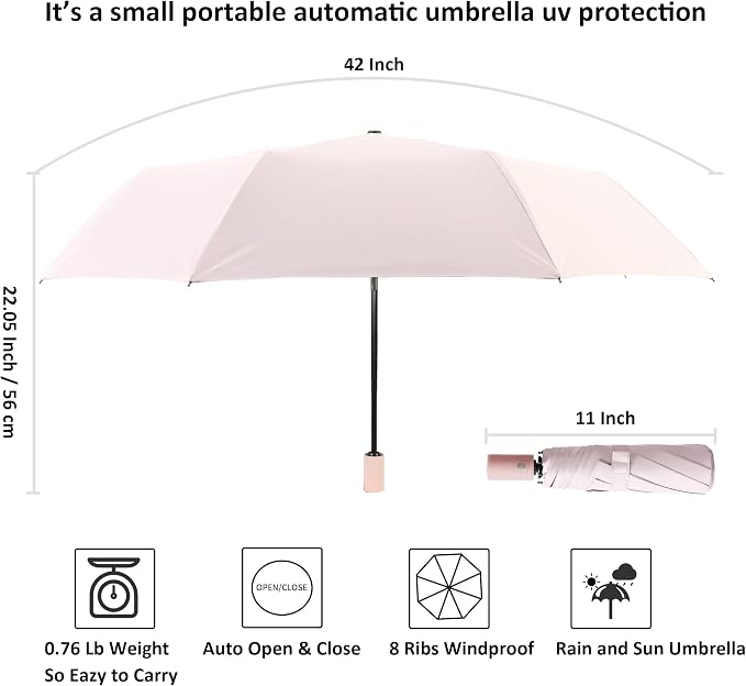BAODINI Small UV Protection Travel Umbrella Compact - Image 6