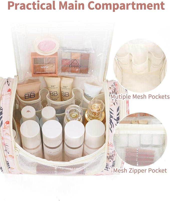 Narwey Hanging Toiletry Bag for Women Travel Makeup Bag Organizer Toiletries - Image 3