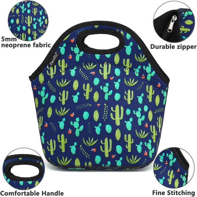 FlowFly Neoprene Lunch Tote Insulated Thermal Reusable Lunch Bag Box - Image 2