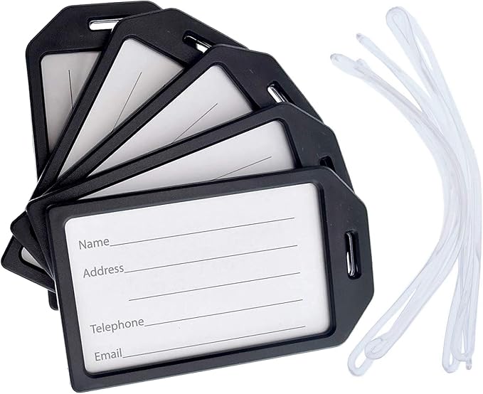 5 Pack - Premium Rigid Airline Luggage Tag Holders - Heavy Duty Hard Plastic by Specialist+ID