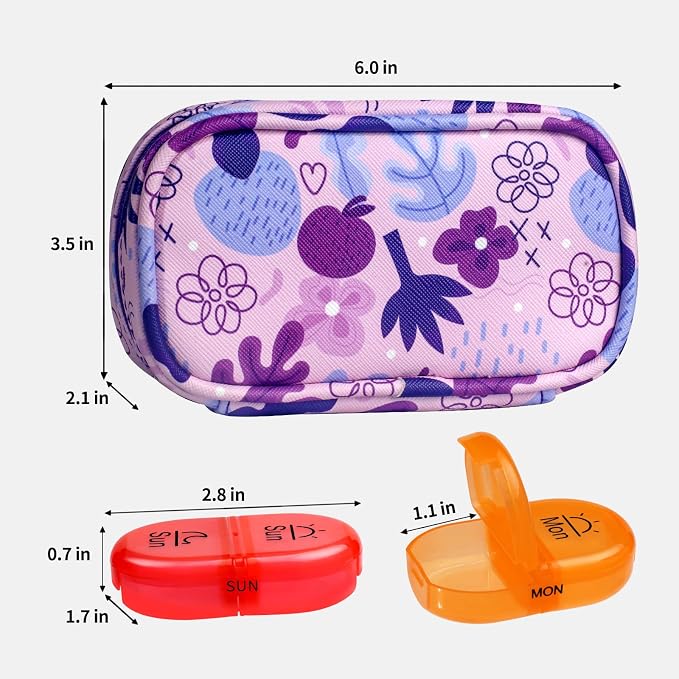 Serfeymi Weekly Travel Pill Organizer 2 Times A Day AM PM Upgraded Rainbow Pill - Image 2
