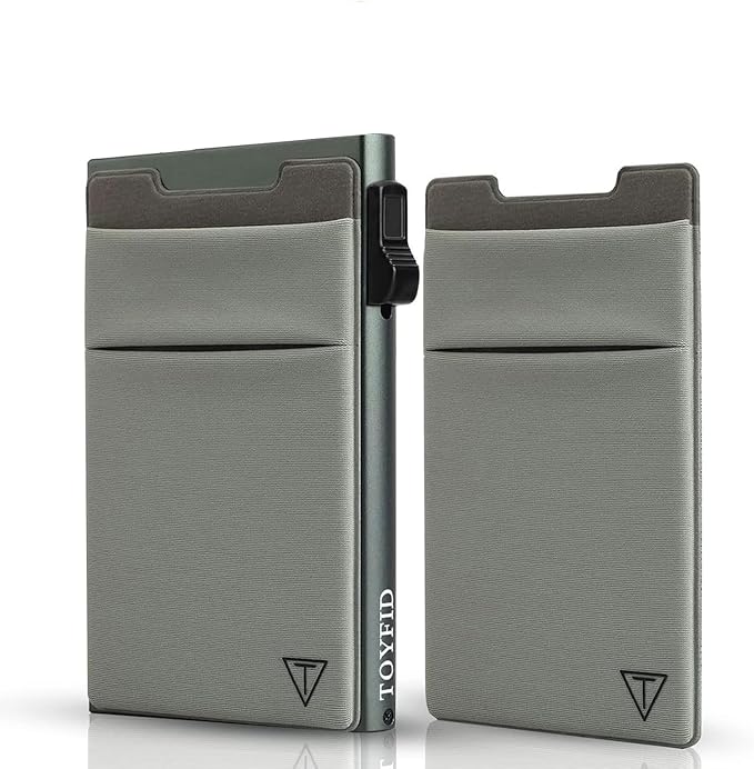 Slim Wallet for Men and Women, Pop Up Credit Card Wallet Metal Minimalist Cards by TOYFID