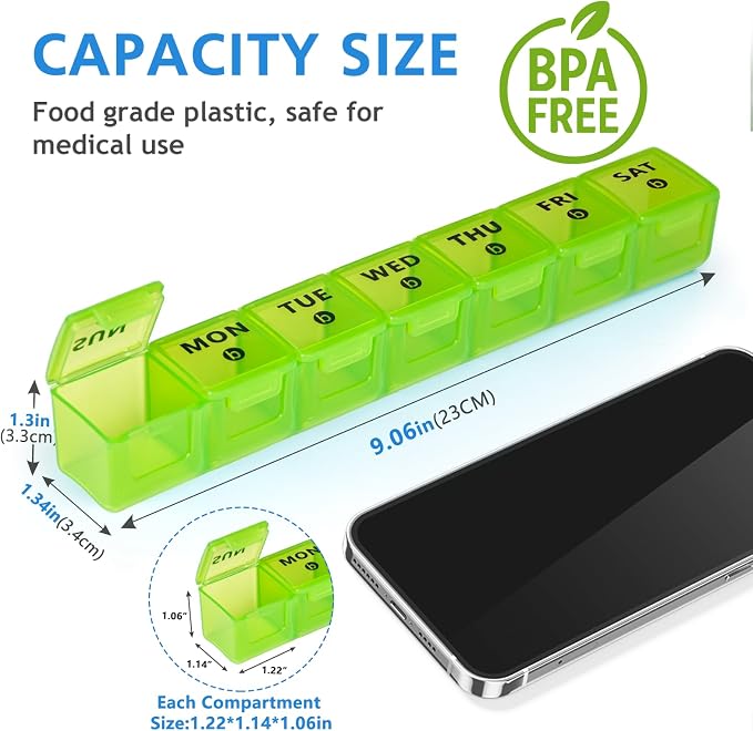 2-Pack Large Weekly Pill Organizer, Vitamin Pill Box Organizer 7 Day - Image 3