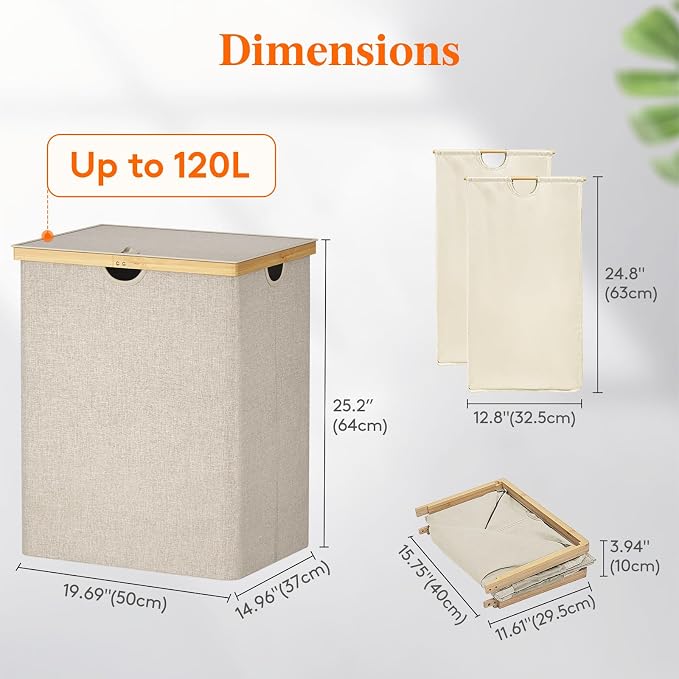 Lifewit 120L Double Laundry Hamper - Image 4
