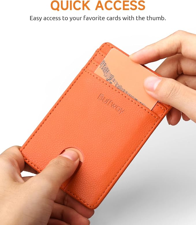 Buffway Mens Slim Wallet, Minimalist Thin Front Pocket Leather Credit Card - Image 3