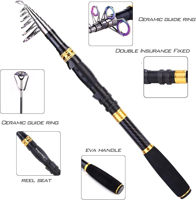 Sougayilang Fishing Rod Reel Combos Carbon Fiber Telescopic Fishing pole - Image 4