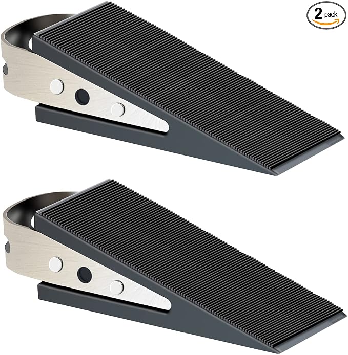 Shackcom Door Stopper, 2 Pack Black Heavy Duty Wedge That Holds Doors Firmly by Shackcom