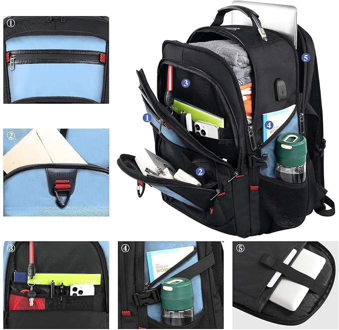 Z-MGKISS Big Backpack for Travel, 52L Large Anti-Theft Computer Backpack for - Image 5