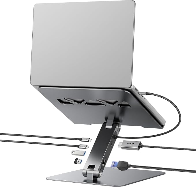 BENFEI Laptop Stand with USB C 6in1 Docking Station, HDMI 4K@60Hz, Gigabit by BENFEI
