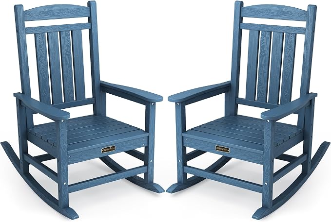 SERWALL Outdoor Rocking Chair Set of 2, HDPE Patio Rocking Chair All-Weather by SERWALL