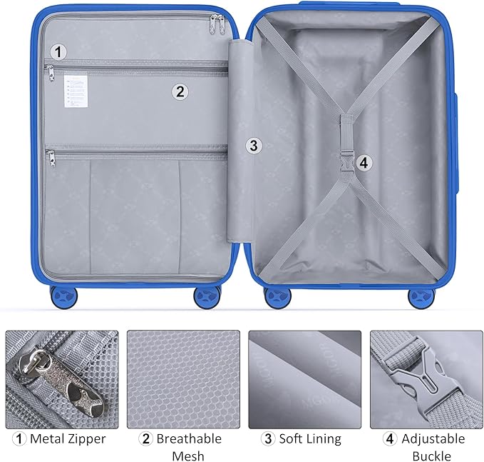 Carry On Luggage 22x14x9 Airline Approved, Hard Shell Suitcase - Image 7