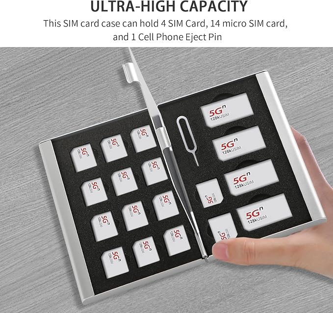 Aluminum SIM Card Case, 19Slots Ultrathin SIM Card Holder, Fit - Image 2