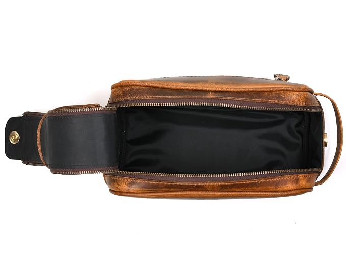 10" Premium Leather Toiletry Travel Pouch - Image 2