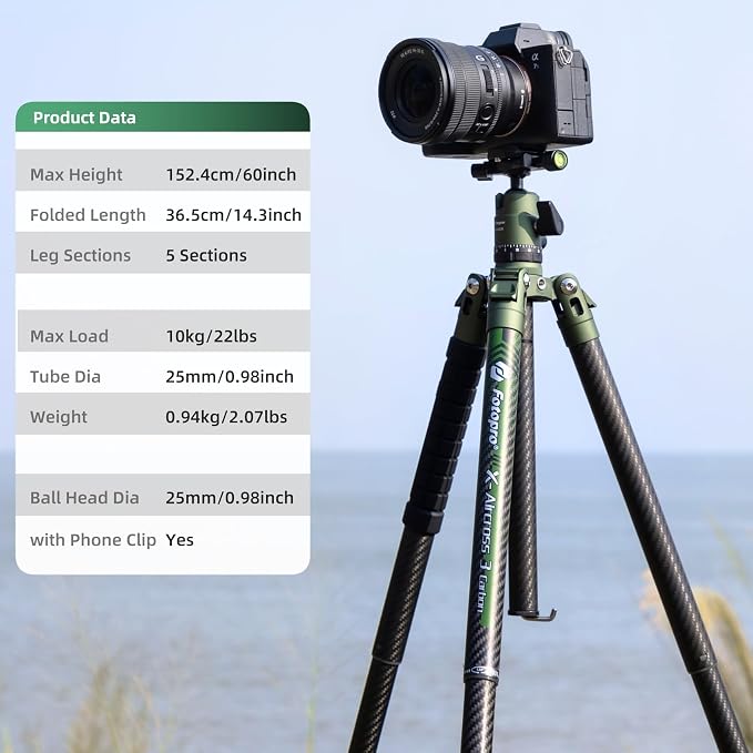 Fotopro 62 Inch Carbon Fiber Tripod - Image 4