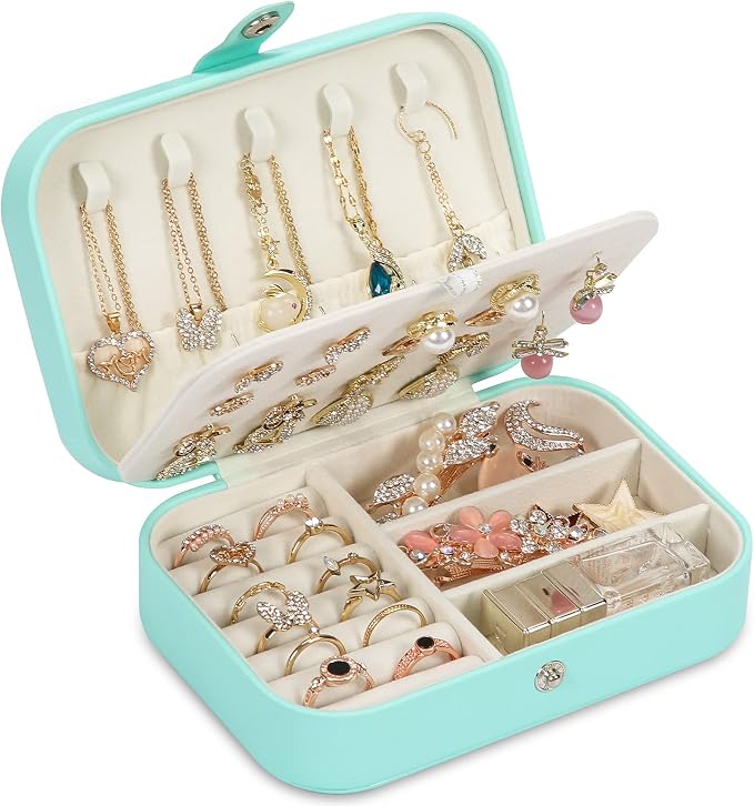 Travel Jewelry Box, PU leather Small Jewelry Organizer by XZUZ