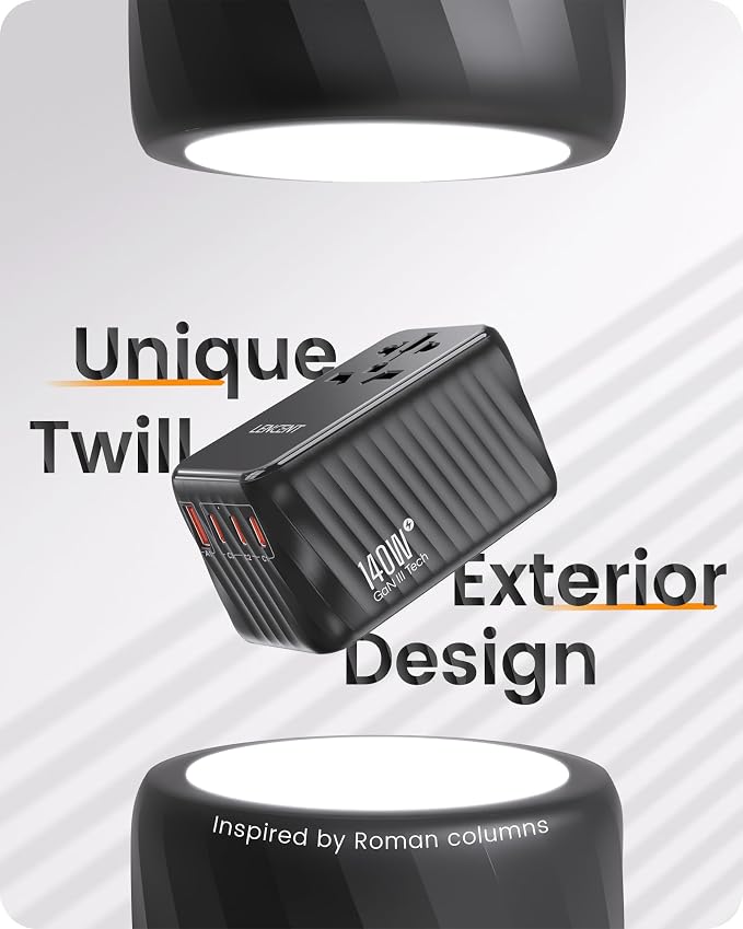LENCENT 140W Universal Travel Adapter, International Plug Adaptor, GaN Fast - Image 4