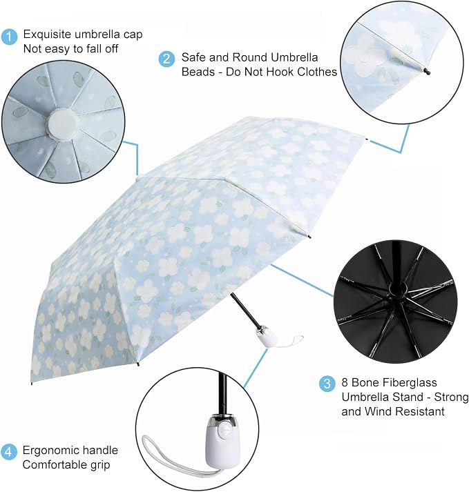 Cuby UV Sun Umbrella Compact Folding Travel Umbrella Auto Open and Close - Image 3