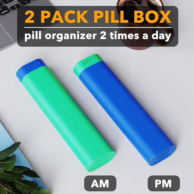 SpaceAid 2 Pack Pill Organizer Box 7 Day, Weekly Travel Pill Case Holder - Image 2