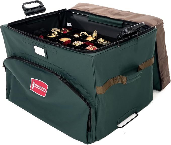 TreeKeeper Stack & Lock™ Green Christmas Ornament Storage Box Holds 72 - Image 2