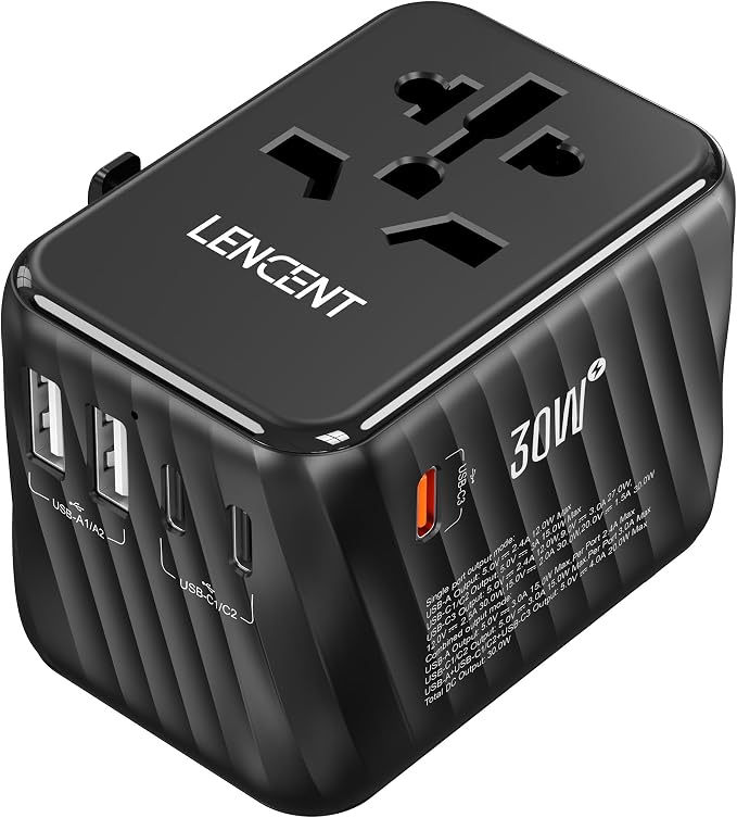 LENCENT Universal Travel Power Adapter, 30W International Wall Charger by LENCENT