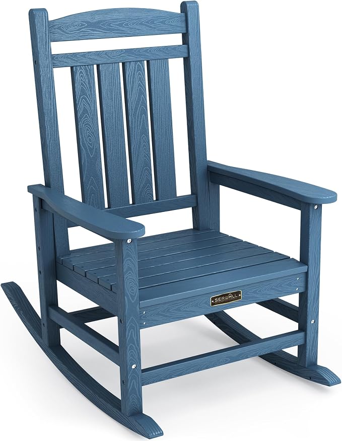 SERWALL Outdoor Rocking Chair, HDPE Patio Rocking Chair All-Weather Porch Rocker by SERWALL