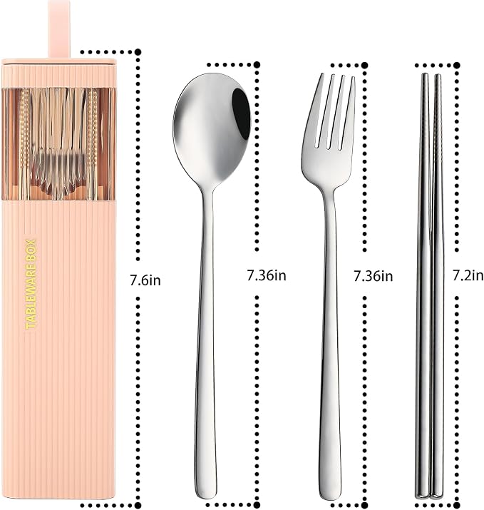 DEVICO Travel Utensils with Case, 18/8 Stainless Steel Reusable Silverware Set - Image 7