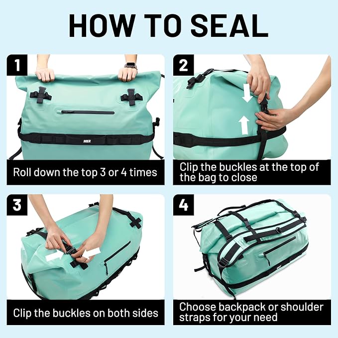 MIER Large Waterproof Duffel Bag Rolltop Dry Backpack Duffle Bags - Image 6