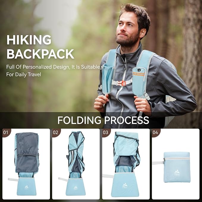 15L Small Hiking Backpack for Women Men Lightweight Packable Backpack Foldable - Image 6