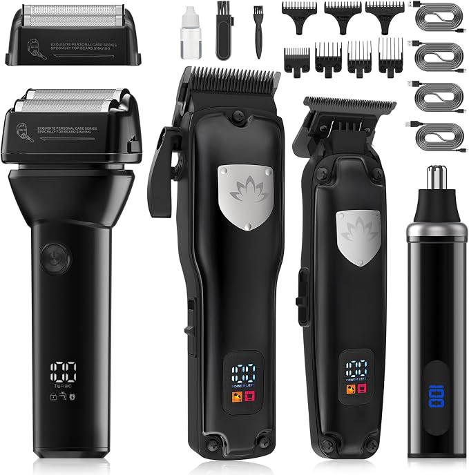 4 in 1 Hair Clippers for Men, Professional T-Blade Trimmer, Electric Foil Shaver by Dumite