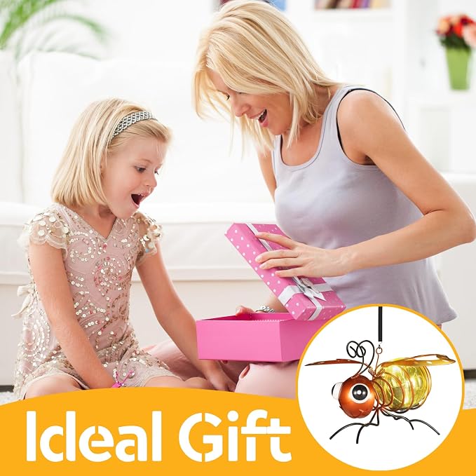 2 Pack Bee Solar Outdoor Hanging Lantern Creative Small Sculpture Lights - Image 4