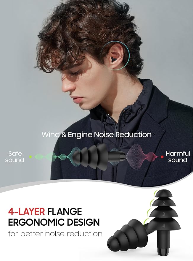 Motorcycle Ear Plugs, 2 Pairs Reusable Silicone, 26dB Wind Noise Reduction & - Image 3
