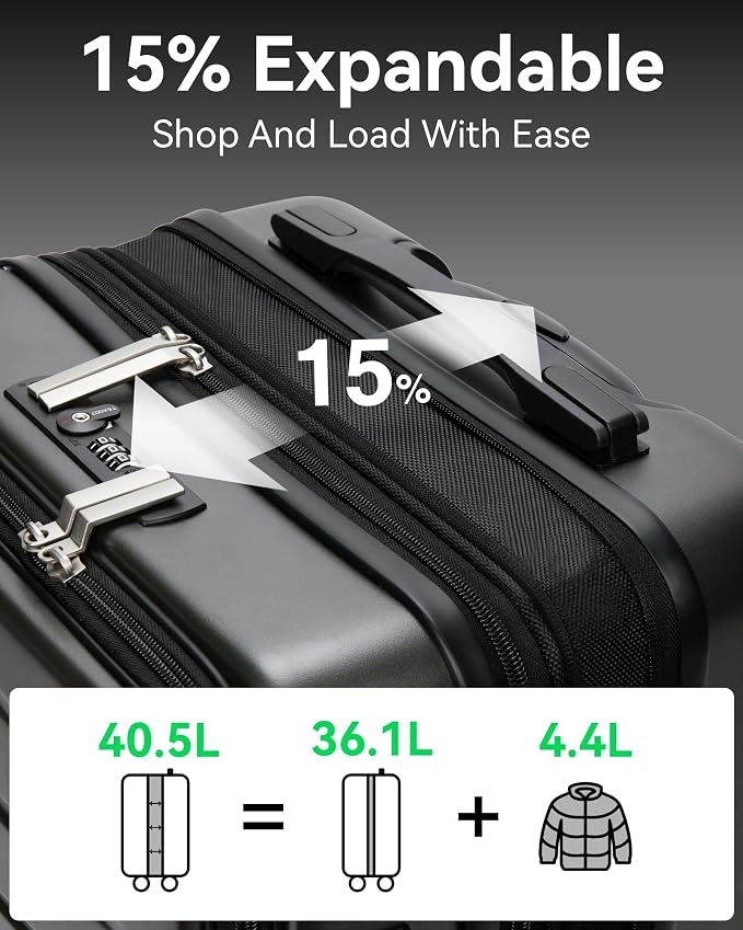 LUGGEX Carry On Luggage 22x14x9 Airline Approved, Expandable Polycarbonate - Image 7