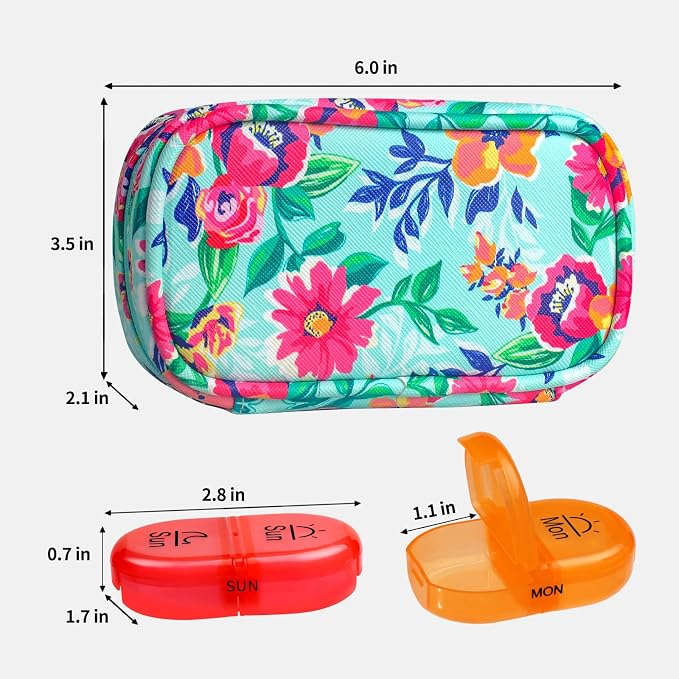 Serfeymi Weekly Travel Pill Organizer 2 Times A Day AM PM Upgraded Rainbow Pill - Image 2