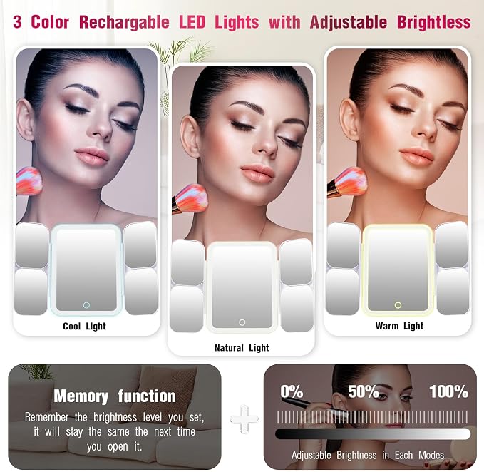 Mid-Size Makeup Bag with LED 1X5X10X20X30X Magnifying Mirror and Travel Makeup - Image 3