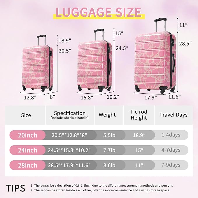 Merax Luggage Sets 3 Piece, Hardside Suitcase Set - Image 2