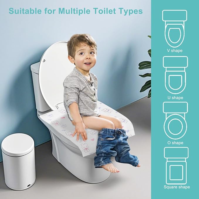 50 Packs Toddler Toilet Seat Covers Disposable, Disposable Toilet Seat Covers - Image 7