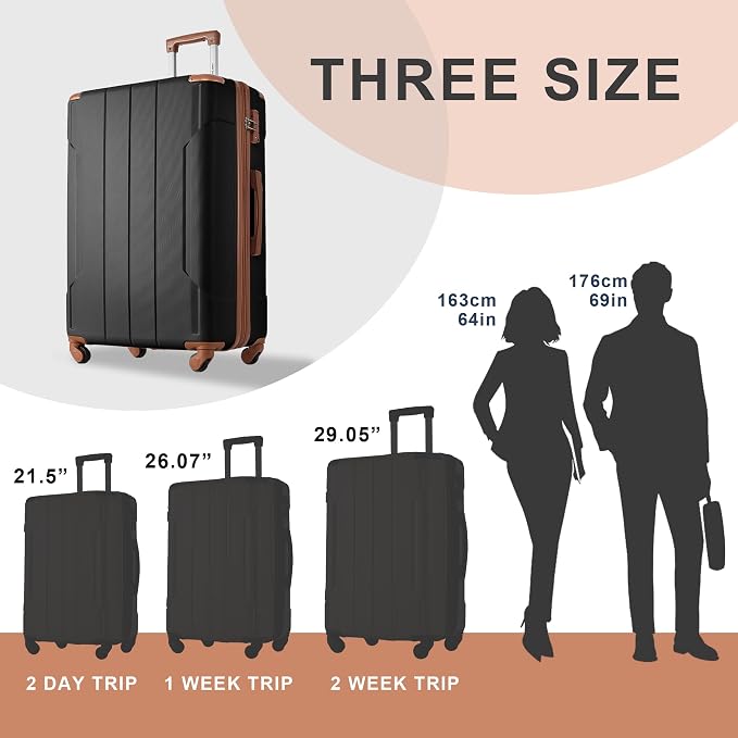Merax Luggage Set 3 Piece Expandable Lightweight Spinner Suitcase - Image 7