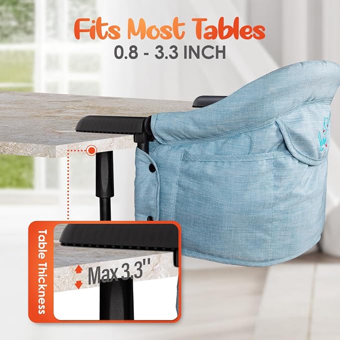 Hook On Chair with Removable Dining Tray, Portable Hook-On Chairs with Storage - Image 3