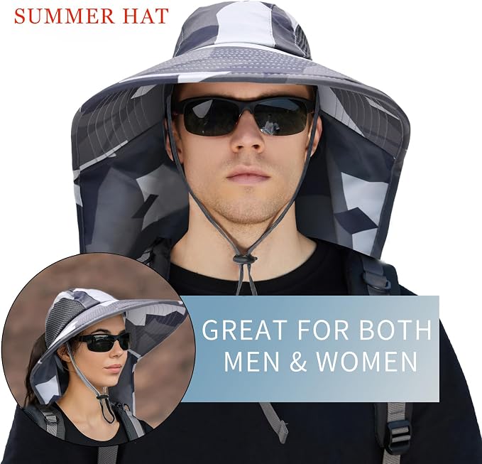 Sun Hat for Men Women with Neck Flap, UPF 50+ UV Protective Hiking Fishing Hats - Image 2