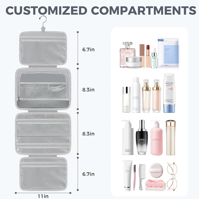 Toiletry Bag For women, Portable Hanging Organizer, 4 Leakproof Compartment for - Image 2