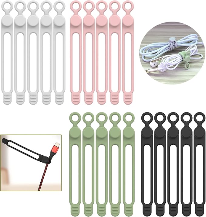 UMUST Silicone Cable Ties, Reusable Cable Management Organizer by ELECTRONICACCESSORIES