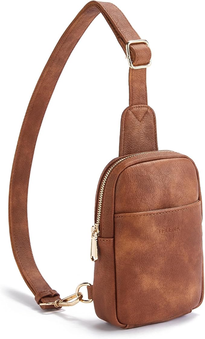 Telena Small Sling Bag for Women Leather Crossbody Fanny Packs Chest Bag for by Telena