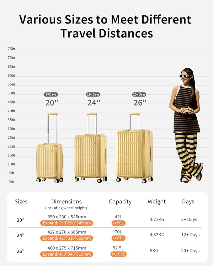 aji Expandable Top Open 24 Inch Checked Luggage - Image 11