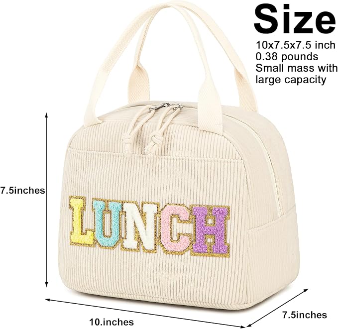 Bluboon Lunch Bag for Women Men Cute Corduroy Lunch Tote Bags Reusable - Image 6