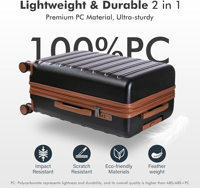 luggage sets 3 Piece with Spinner Wheel, 100% PC Material Lightweight Durable - Image 3