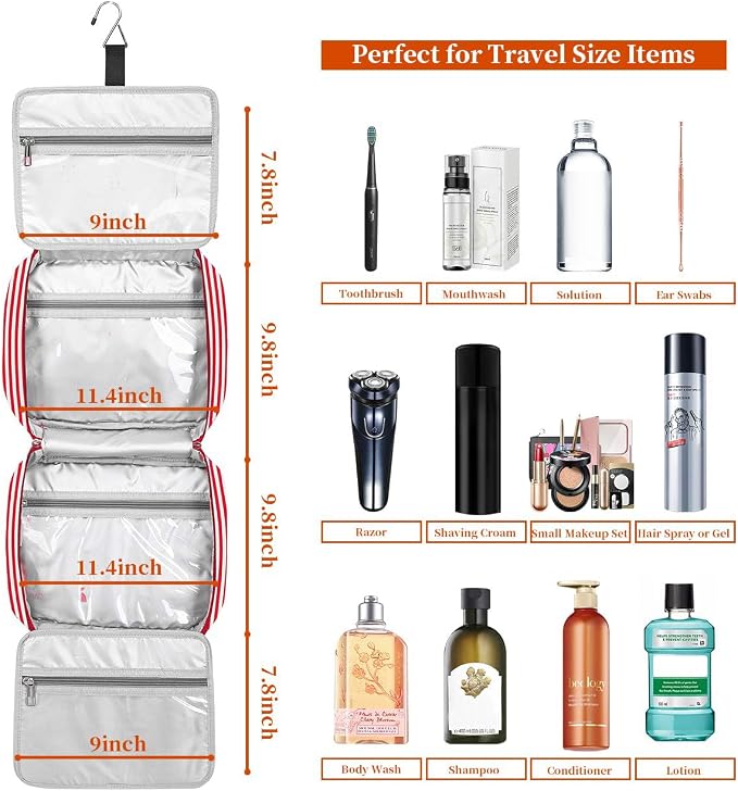 Hanging Travel Toiletry Bag, Large Capacity Cosmetic Travel Toiletry Organizer - Image 4
