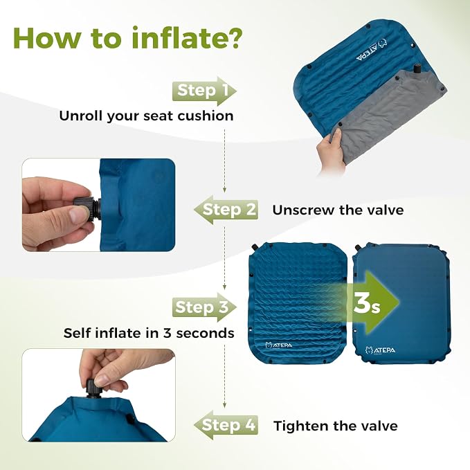 ATEPA Inflatable Stadium Seat Cushion, Self-Inflating Memory Foam Stadium Seats - Image 4