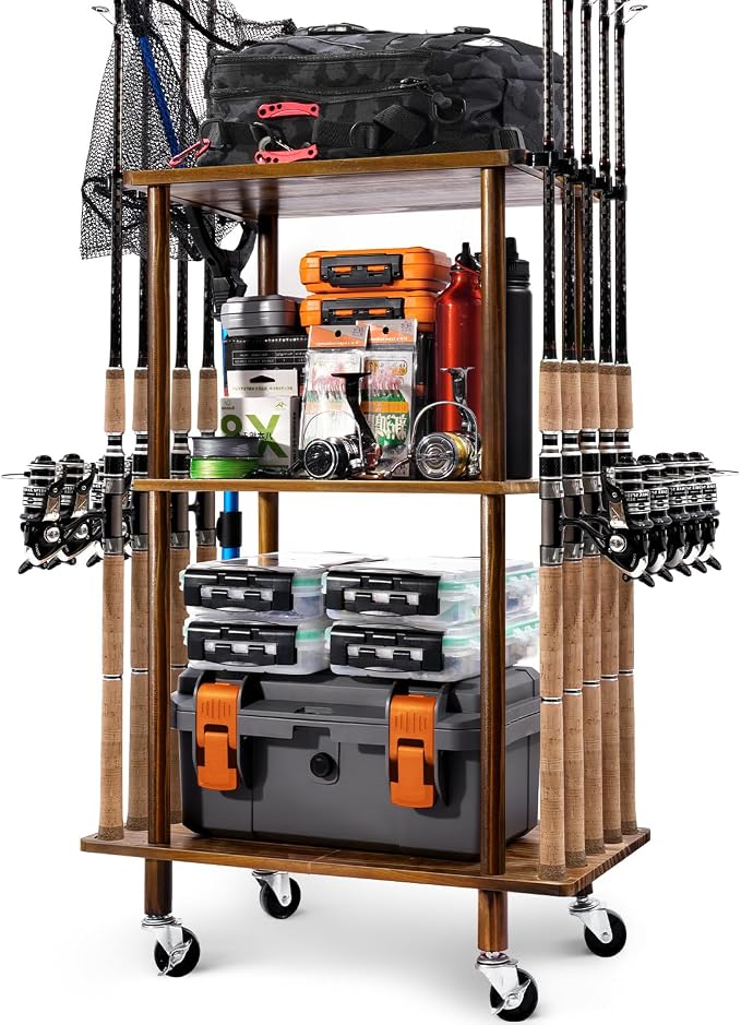 Ghosthorn Fishing Rod Holders for Garage Fishing Pole Rack Hold up to 10 Rods by Ghosthorn
