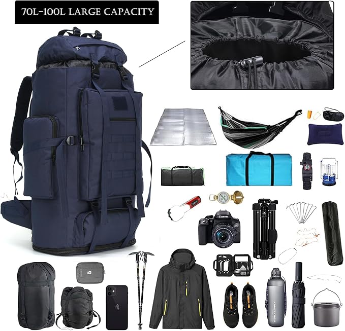 Hiking Backpack for Men 70L/100L Camping Backpack Military Rucksack Molle 3 - Image 4