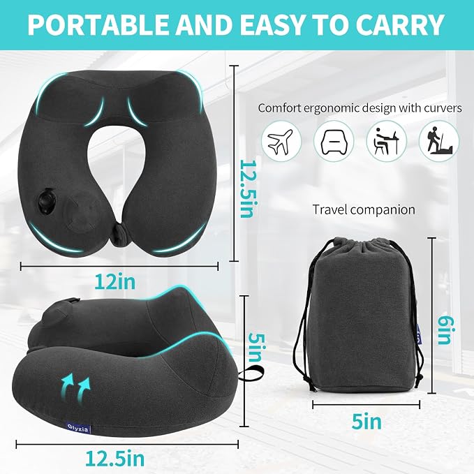2 Pack Inflatable Travel Neck Pillows - Image 3